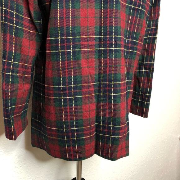 Vintange red green navy gold plaid wool blend button front blazer size 10 - Picture 15 of 16